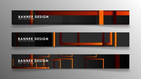 Abstract geometric and rectangular pattern banners with orange gradients Illustrazione stock