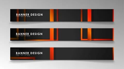 Abstract geometric and rectangular pattern banners with orange gradients Stockillustratie