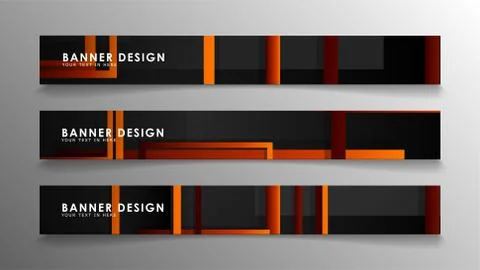 Abstract geometric and rectangular pattern banners with orange gradients 스톡 일러스트