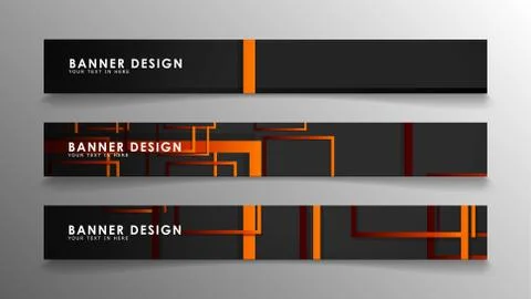 Abstract geometric and rectangular pattern banners with orange gradients イラスト素材