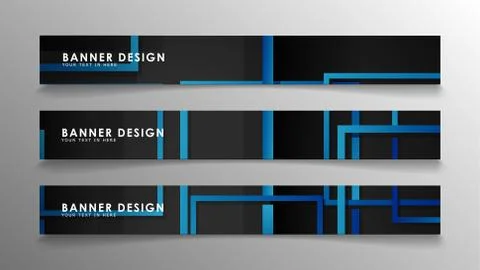 Abstract geometric and rectangular pattern banners with blue gradients. Vecto Stockillustratie