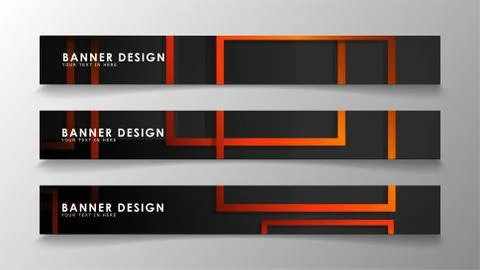 Abstract geometric and rectangular pattern banners with orange gradients 库存插图
