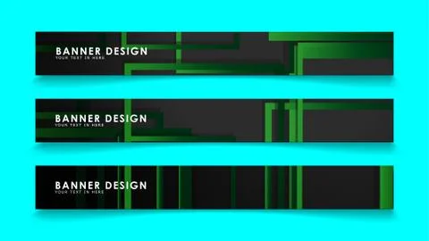 Abstract geometric and rectangular pattern banners with green gradients. Vect Stock Illustration