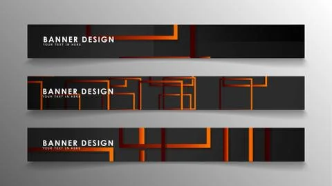 Abstract geometric and rectangular pattern banners with orange gradients イラスト素材