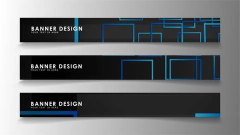 Abstract geometric and rectangular pattern banners with blue gradients. Vecto Illustrazione stock