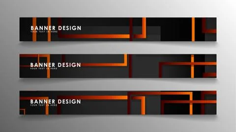 Abstract geometric and rectangular pattern banners with orange gradients Stock Illustration
