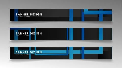 Abstract geometric and rectangular pattern banners with blue gradients. Vecto Illustrazione stock