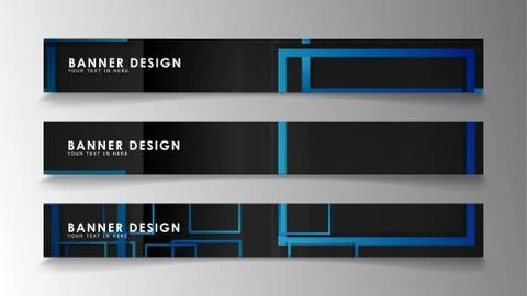 Abstract geometric and rectangular pattern banners with blue gradients. Vecto Illustrazione stock