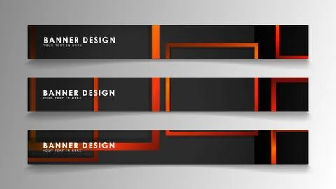Abstract geometric and rectangular pattern banners with orange gradients Illustrazione stock