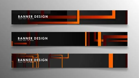 Abstract geometric and rectangular pattern banners with orange gradients 库存插图