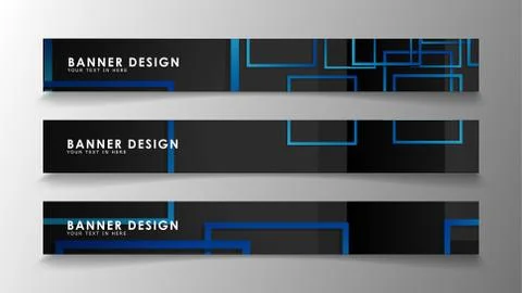 Abstract geometric and rectangular pattern banners with blue gradients. Vecto Illustrazione stock