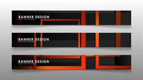 Abstract geometric and rectangular pattern banners with orange gradients Stock Illustration