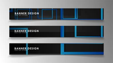 Abstract geometric and rectangular pattern banners with blue gradients. Vecto 库存插图