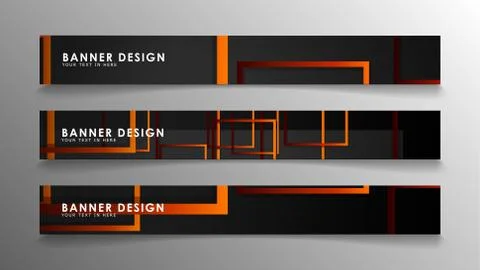 Abstract geometric and rectangular pattern banners with orange gradients Stock Illustration