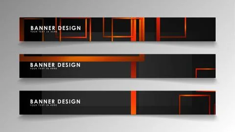 Abstract geometric and rectangular pattern banners with orange gradients 스톡 일러스트