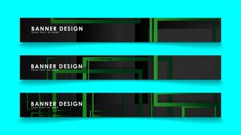 Abstract geometric and rectangular pattern banners with green gradients. Vect Illustrazione stock