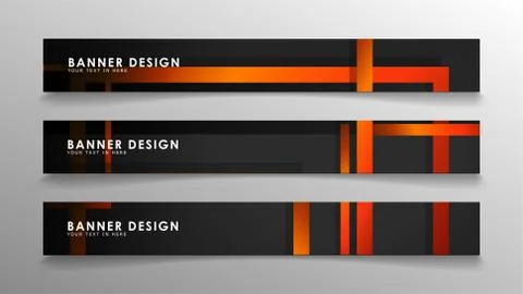 Abstract geometric and rectangular pattern banners with orange gradients Illustrazione stock