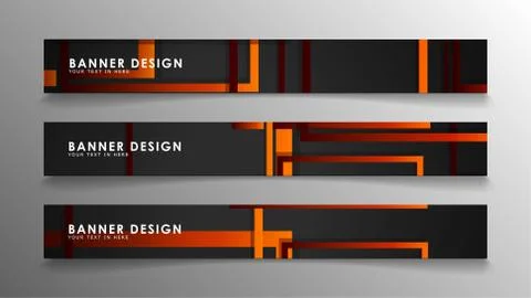 Abstract geometric and rectangular pattern banners with orange gradients Illustrazione stock