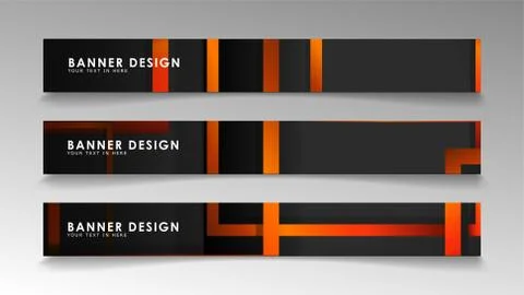 Abstract geometric and rectangular pattern banners with orange gradients Illustrazione stock