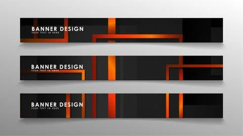 Abstract geometric and rectangular pattern banners with orange gradients Illustrazione stock