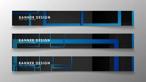Abstract geometric and rectangular pattern banners with blue gradients. Vecto Illustrazione stock