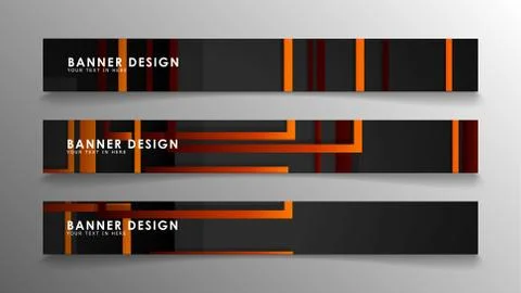 Abstract geometric and rectangular pattern banners with orange gradients Illustrazione stock