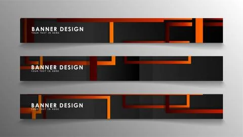 Abstract geometric and rectangular pattern banners with orange gradients Illustrazione stock