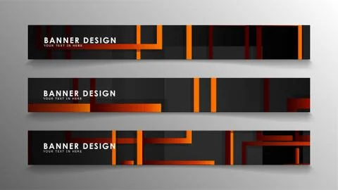 Abstract geometric and rectangular pattern banners with orange gradients Illustrazione stock