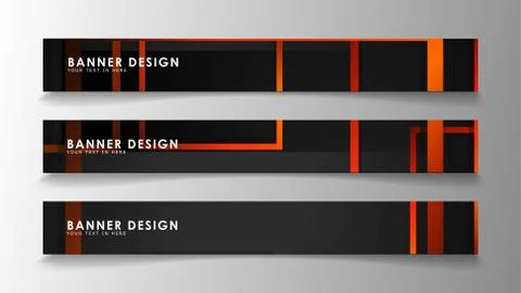 Abstract geometric and rectangular pattern banners with orange gradients Illustrazione stock