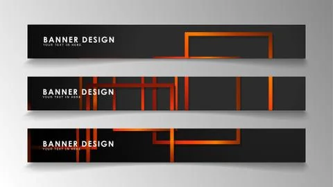 Abstract geometric and rectangular pattern banners with orange gradients Illustrazione stock