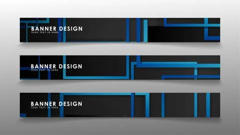 Abstract geometric and rectangular pattern banners with blue gradients. Vecto Stock Illustration
