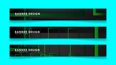 Abstract geometric and rectangular pattern banners with green gradients. Vect Illustrazione stock