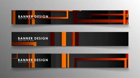 Abstract geometric and rectangular pattern banners with orange gradients Illustrazione stock
