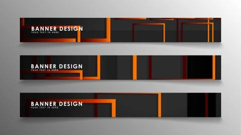 Abstract geometric and rectangular pattern banners with orange gradients Illustrazione stock