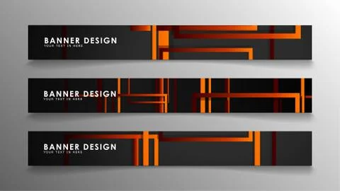 Abstract geometric and rectangular pattern banners with orange gradients Illustrazione stock