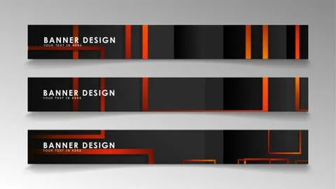 Abstract geometric and rectangular pattern banners with orange gradients Illustrazione stock