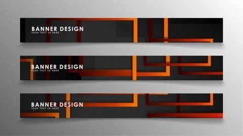 Abstract geometric and rectangular pattern banners with orange gradients Stockillustratie