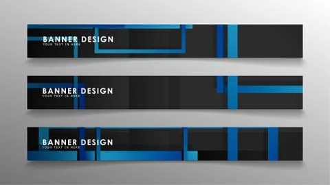 Abstract geometric and rectangular pattern banners with blue gradients. Vecto Stock Illustration