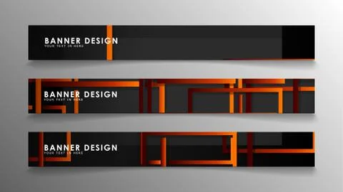 Abstract geometric and rectangular pattern banners with orange gradients 스톡 일러스트