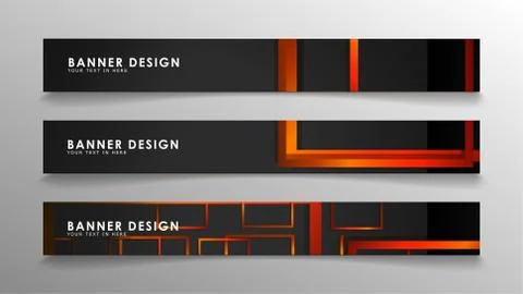 Abstract geometric and rectangular pattern banners with orange gradients Illustrazione stock