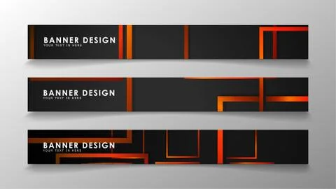 Abstract geometric and rectangular pattern banners with orange gradients Illustrazione stock