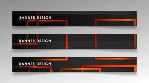 Abstract geometric and rectangular pattern banners with orange gradients Stock Illustration