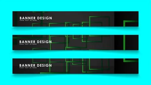 Abstract geometric and rectangular pattern banners with green gradients. Vect Illustrazione stock