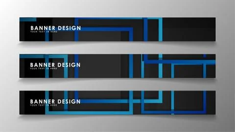Abstract geometric and rectangular pattern banners with blue gradients. Vecto Stock Illustration