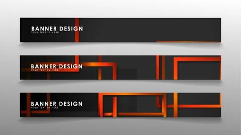 Abstract geometric and rectangular pattern banners with orange gradients 스톡 일러스트