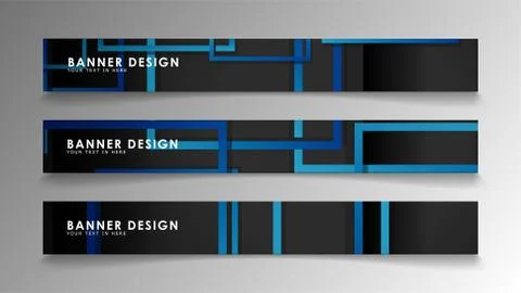 Abstract geometric and rectangular pattern banners with blue gradients. Vecto Illustrazione stock
