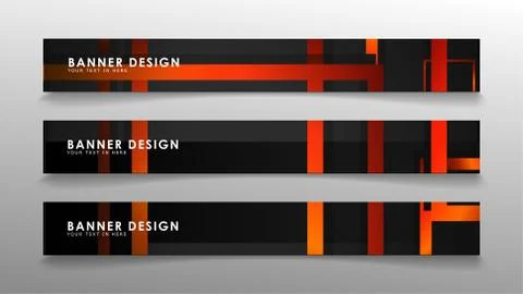 Abstract geometric and rectangular pattern banners with orange gradients Stock Illustration