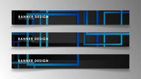 Abstract geometric and rectangular pattern banners with blue gradients. Vecto Stock Illustration