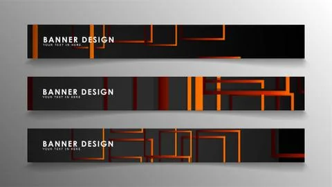 Abstract geometric and rectangular pattern banners with orange gradients Illustrazione stock