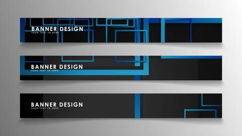Abstract geometric and rectangular pattern banners with blue gradients. Vecto Illustrazione stock